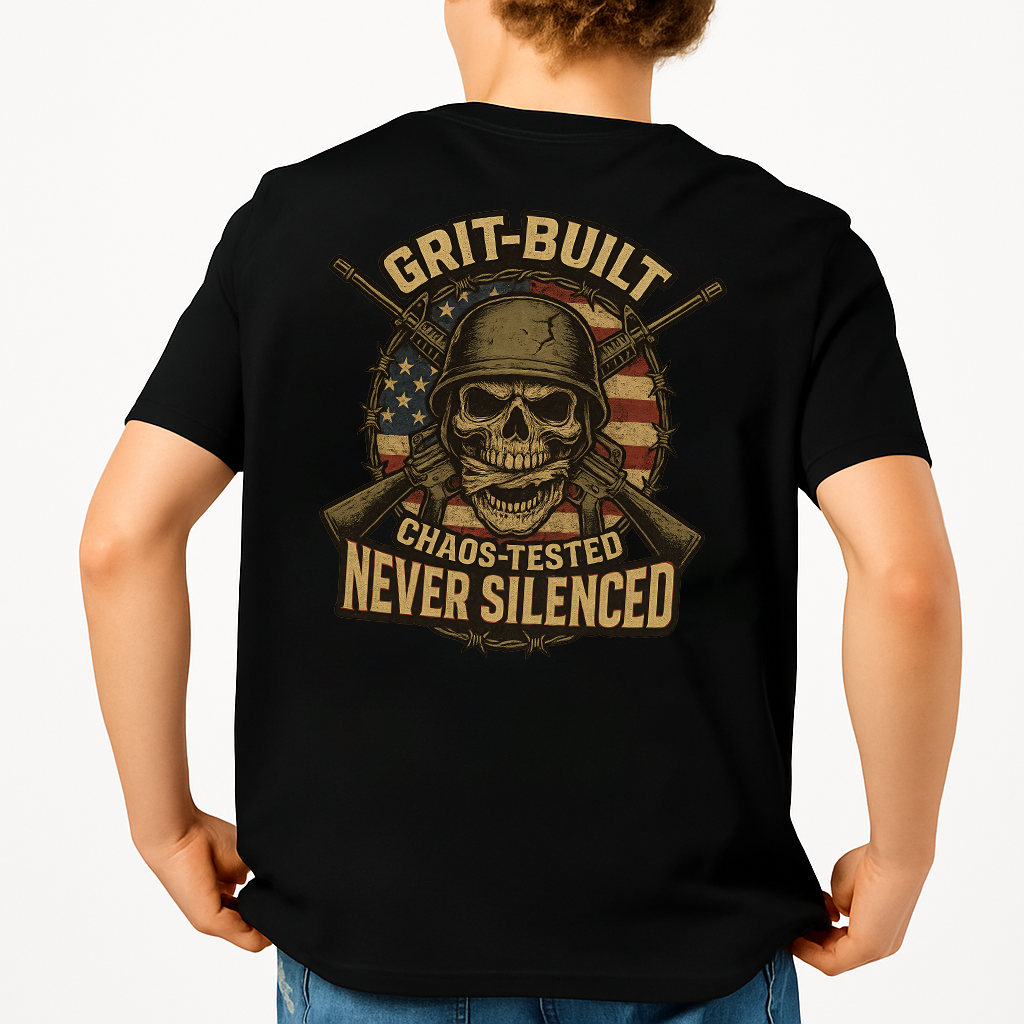 Grit Built Chaos Tested Never Silenced | Veteran Tee