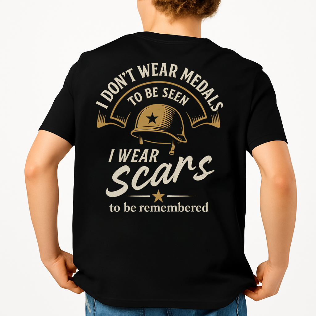 I Don’t Wear Medals To Be Seen I Wear Scars To Be Remembered | Veteran Tee