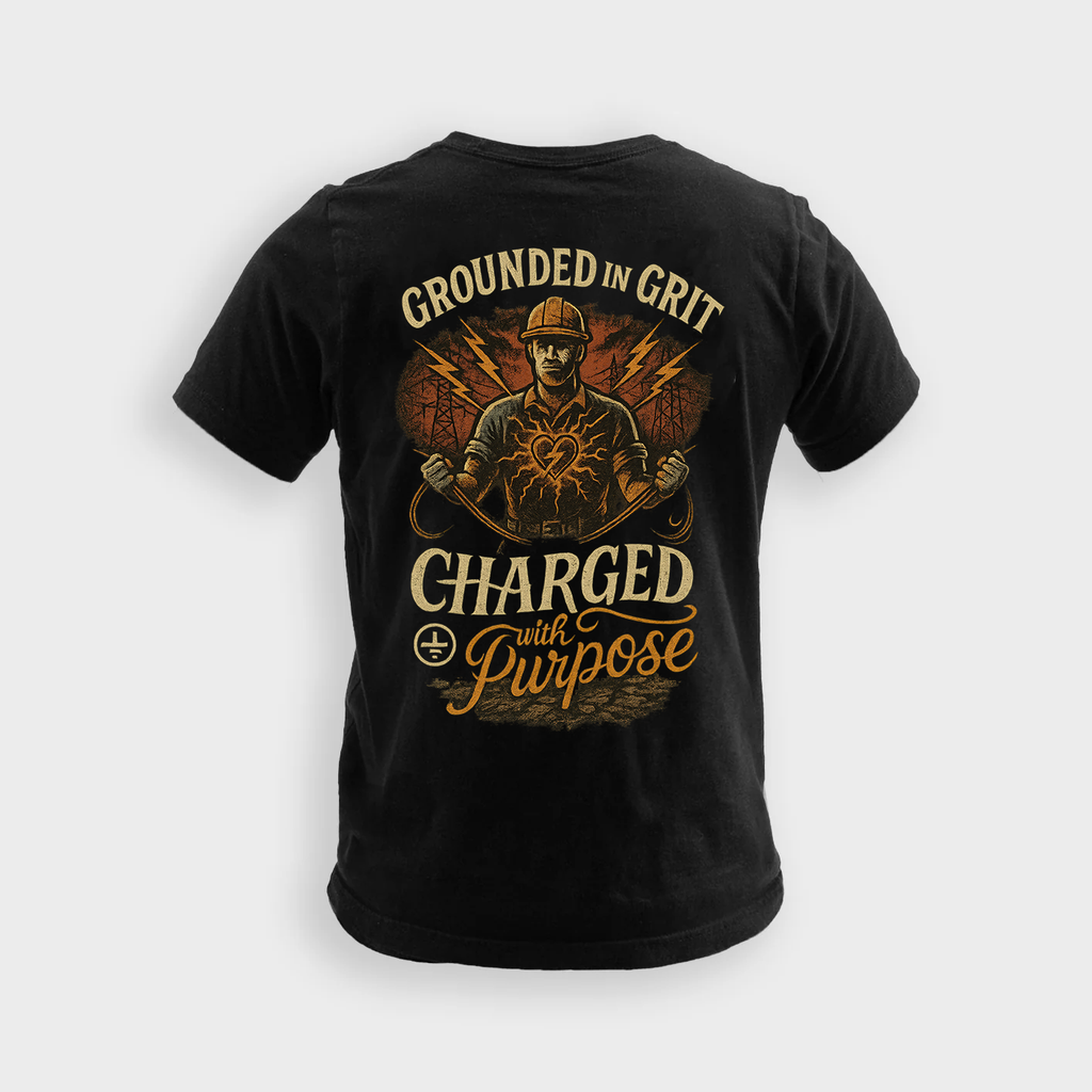 Grounded In Grit Charged With Purpose | Electrician Tee